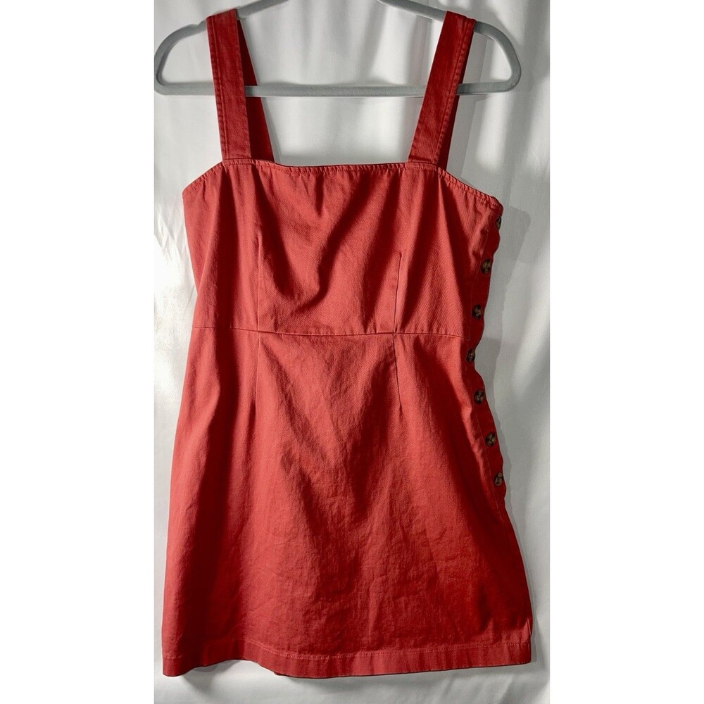 Lorena Rose Dress Red Side Buttons Back Zip Women’s Size M